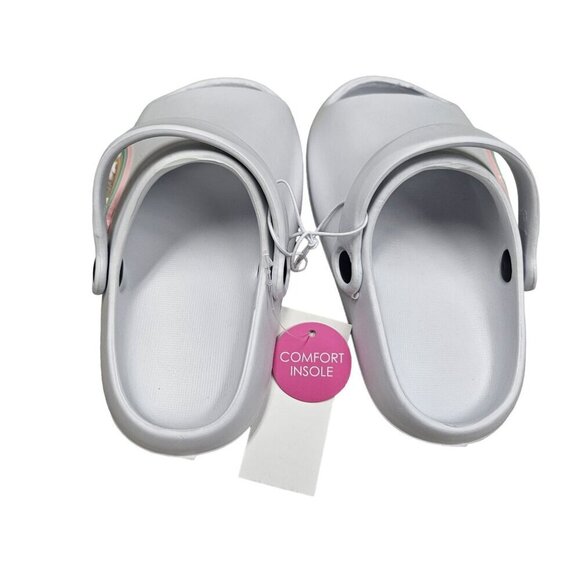 NWT Childrens White Clogs With Rainbow & Flower Decor Slip On - Picture 6 of 11
